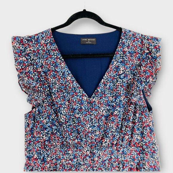 Lane Bryant Floral Maxi Lined Tiered Button Front Floral Flutter Dress 16P Plus - Picture 7 of 11